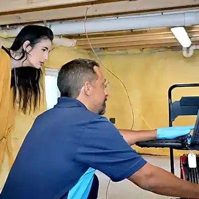 ZPZ Tech displaying progress on laptop to customer
