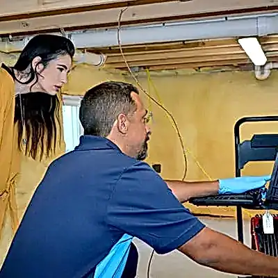 ZPZ Tech displaying progress on laptop to customer