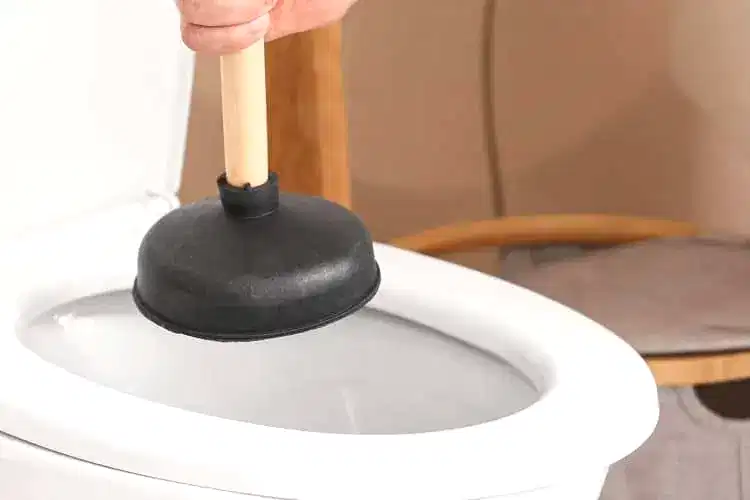 unclogging toilet