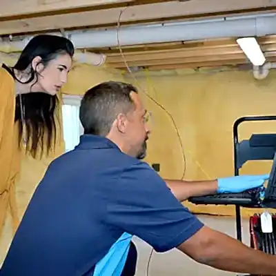 ZPZ Tech displaying progress on laptop to customer