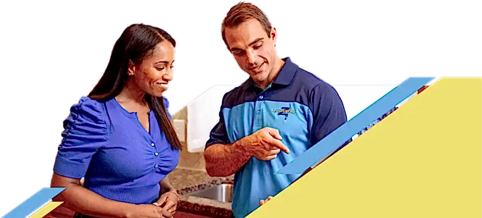Z PLUMBERZ technician talking to a customer