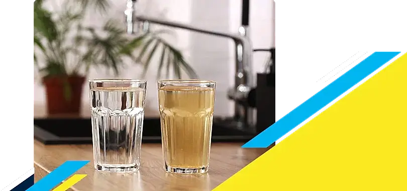 Two glasses full of water with one being clean and other dirty