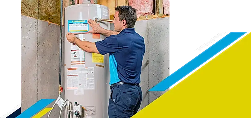 Z PLUMBERZ of Toledo technician placing label on a water heater