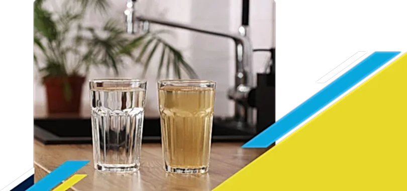 Two glasses full of water with one being clean and other dirty