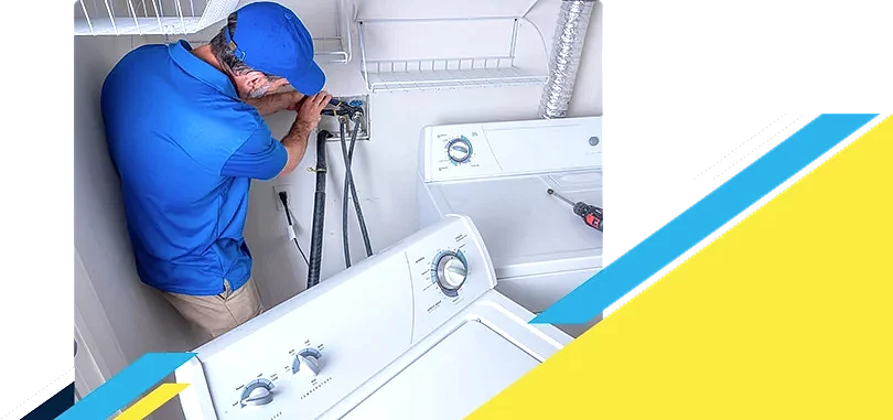 Z PLUMBERZ of North Dallas technician adjusting washing machine water intake