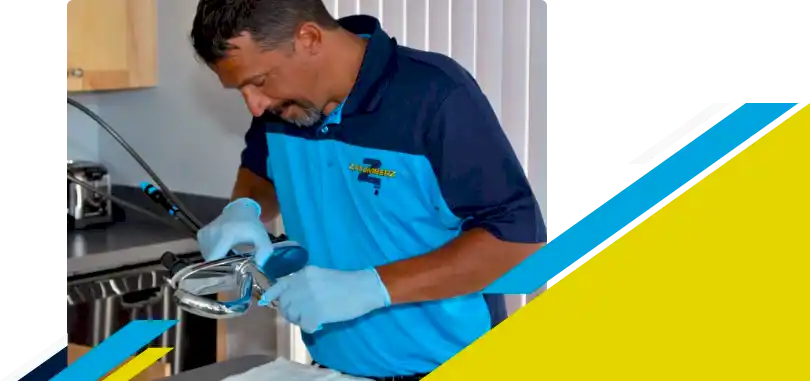 Z PLUMBERZ of North Dallas technician inspecting sink faucet assembly