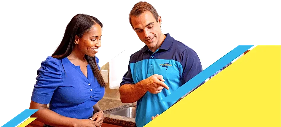 Z PLUMBERZ of Macomb technician talking to a customer