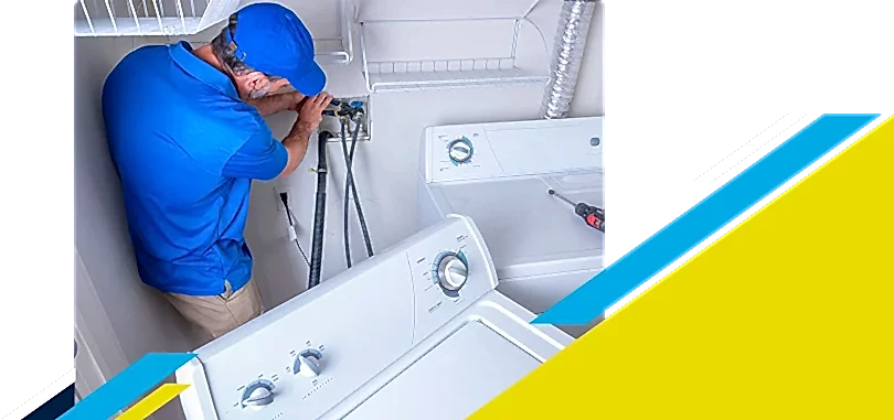Z PLUMBERZ of Macomb technician adjusting washing machine water intake