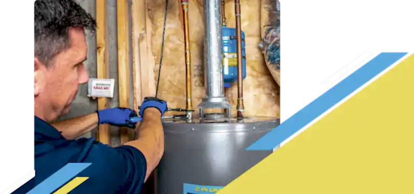 Z PLUMBERZ of New Haven technician fixing water heater