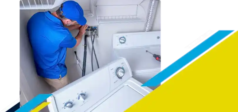 Z PLUMBERZ of Ann Arbor technician adjusting washing machine water intake