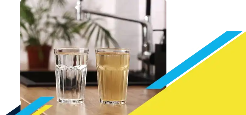 Two glasses full of water with one being clean and other dirty