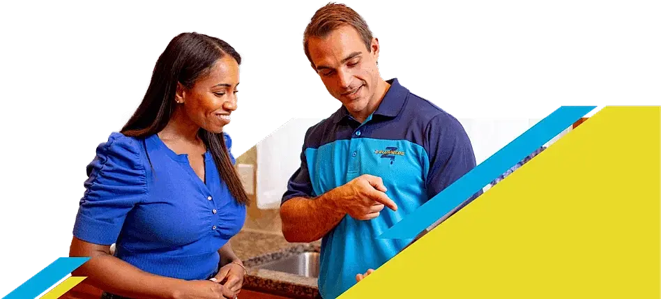 Z PLUMBERZ of Riverside technician talking to a customer
