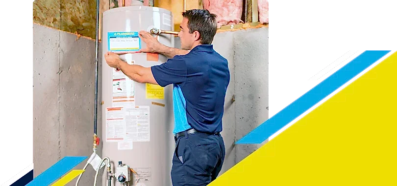 Z PLUMBERZ of Riverside technician placing label on a water heater