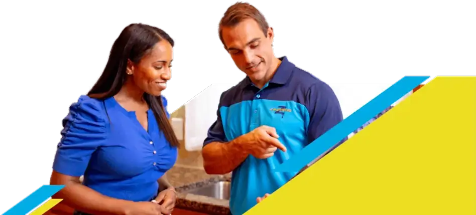 Z PLUMBERZ of Livingston technician talking to a customer