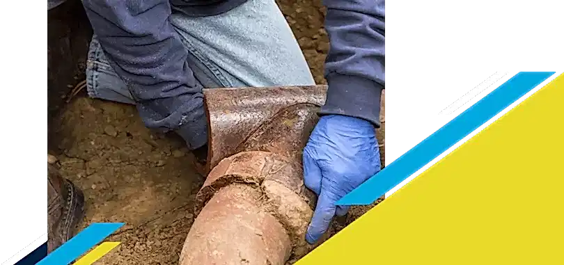 Z PLUMBERZ of Livingston worker inspecting a sewer pipe