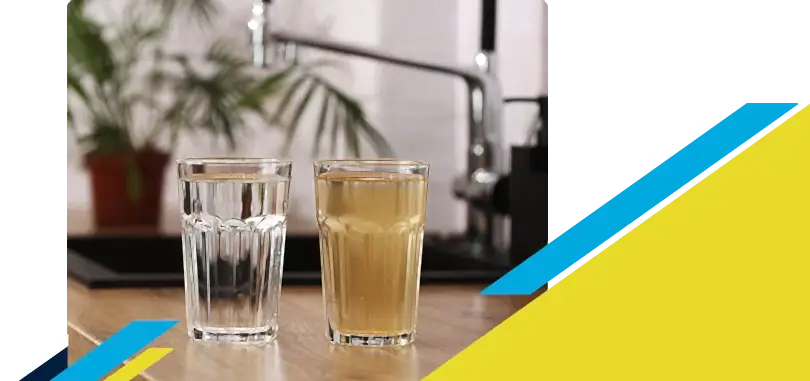 Two glasses full of water with one being clean and other dirty
