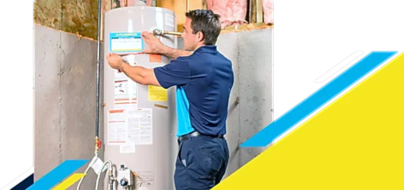 Z PLUMBERZ of East Valley technician placing label on a water heater