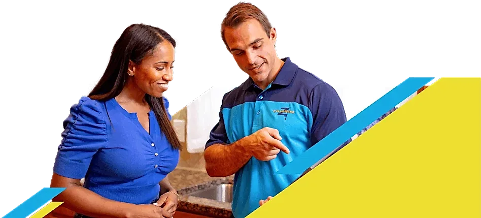 Z PLUMBERZ of Atlanta technician talking to a customer