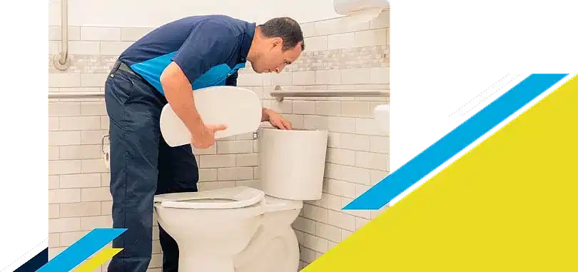 Z PLUMBERZ of Atlanta technician inspecting top chamber of a toilet